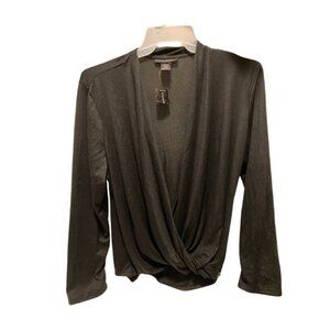 Ashley Stewart Black Drape Front Blouse Size-18/20